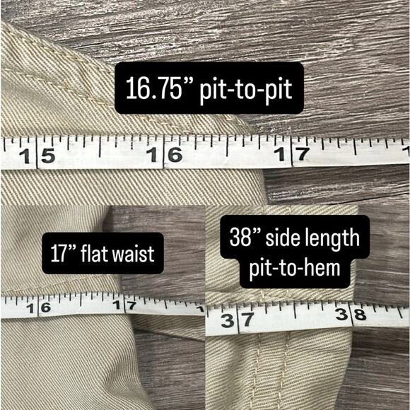 Sag Harbor Vintage 90s Khaki Overall Midi Teacher Dress Jumper Pinafore Cottage - Picture 10 of 10